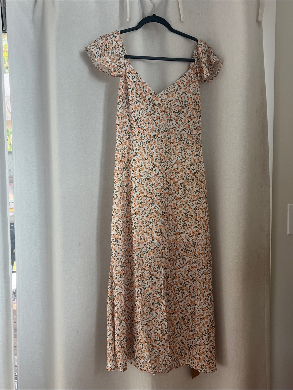 RIHOAS Orange Floral V-Neck Maxi Dress